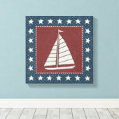 沿岸芸術 | Sailboat on Red キャンバスプリント (インサイチュ (ウッドフロア))