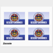沿岸警備隊の救助の泳ぐ人 長方形シール (シート)