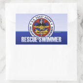 沿岸警備隊の救助の泳ぐ人 長方形シール (バッグ)