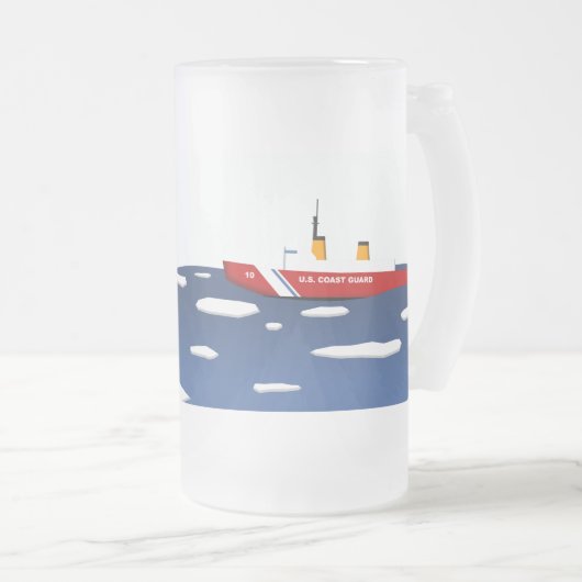 沿岸警備隊の砕氷船の曇らされたマグ フロストグラスビールジョッキ (正面右)