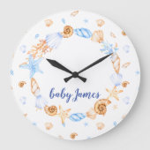 沿岸貝殻子供部屋ベビー ラージ壁時計 (正面)