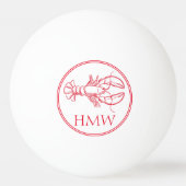 沿岸赤と白ロブスターモノグラム 卓球ボール (正面)