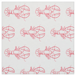 沿岸赤と白ロブスター ファブリック