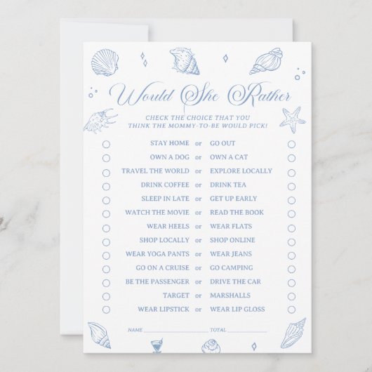 沿岸赤ん坊シャワー彼女はむしろゲームカードだろう 招待状 (正面)