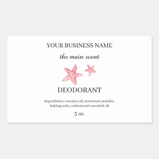 沿岸赤ヒトデオドラントシール 長方形シール (正面)