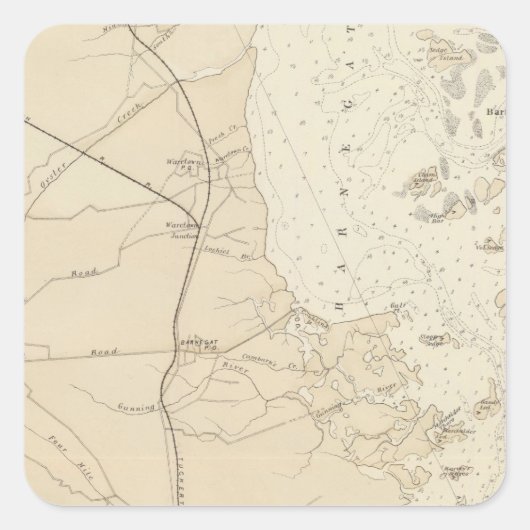 沿岸部バーネガット湾からツーカートンへのグラフマップ スクエアシール (正面)