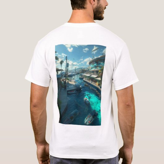 沿岸都市サンセットシーンTシャツ Tシャツ (裏面)