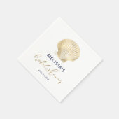 沿岸金ゴールドシーシェルネイビーブルーブライダルシャワー スタンダードカクテルナプキン (角)