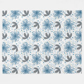 沿岸開花:モダン抽象芸術フローラ フリースブランケット (正面(横))