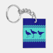 沿岸青いターコイズのシギの鳥パターン キーホルダー (正面左)