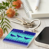 沿岸青いターコイズのシギの鳥パターン キーホルダー (正面右)