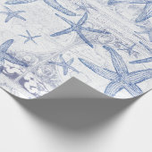 沿岸青いヒトデのモノグラムのなイニシャル ラッピングペーパー (角)