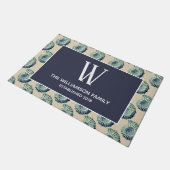 沿岸青い貝殻及び姓 ドアマット (アングル)