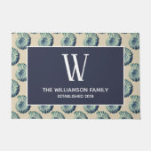 沿岸青い貝殻及び姓 ドアマット (正面)