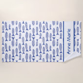 沿岸魚の青と白の結婚披露宴 ビーチタオル (正面)