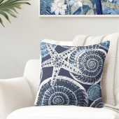 沿岸魚シェルブルーホワイト装飾用クッション クッション