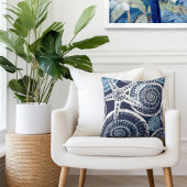 沿岸魚シェルブルーホワイト装飾用クッション クッション