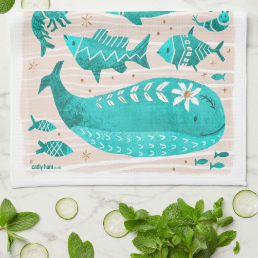 沿岸魚茶タオル キッチンタオル (折り畳み)