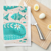 沿岸魚茶タオル キッチンタオル (四つ折り)