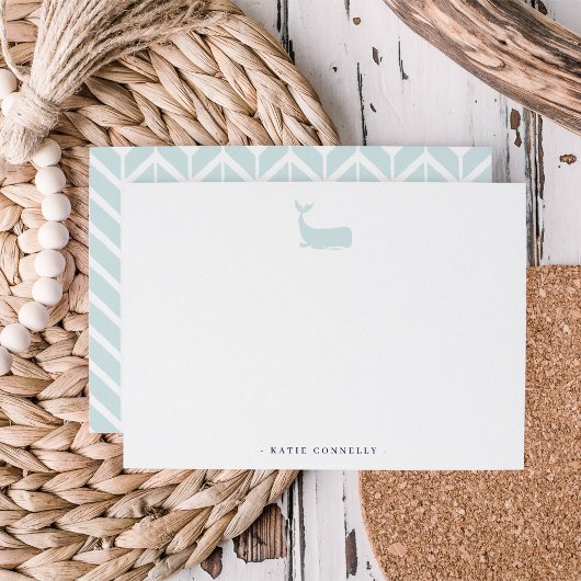 沿岸鯨製パーソナライズされた文具フラット ノートカード