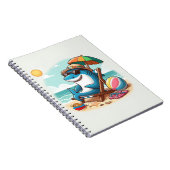 沿岸/ビーチかわいい漫画サメ ノートブック (右側)