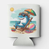 沿岸/ビーチかわいい漫画サメ 缶クーラー (裏面)