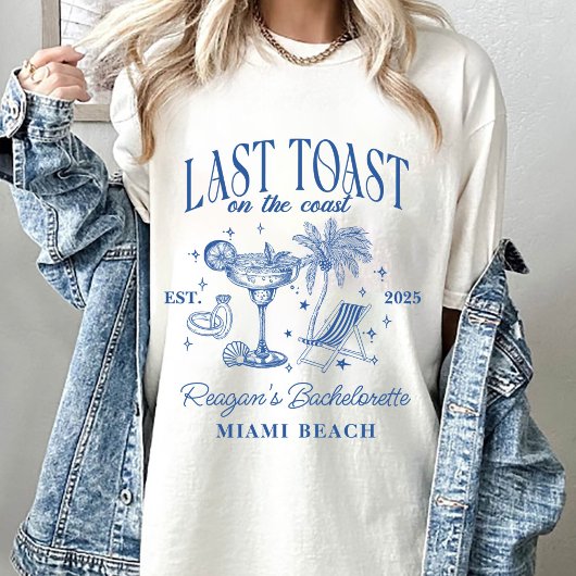 沿岸 ブライズメイド モダン カクテルパーティー ブルー Tシャツ