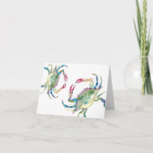 沿岸 水彩 ブルー カニ カード (内側は無地) サンキューカード (正面)