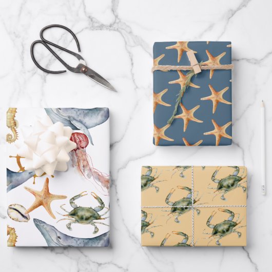 沿岸、航海のビーチ照合デザイン ラッピングペーパーシート (正面)