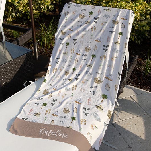 沿海のサマーパーソナライズドバチェロレッテパーティー ビーチタオル