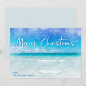 沿海のホリデーカード　トロピカルビーチのクリスマスシー シーズンカード (正面/裏面)