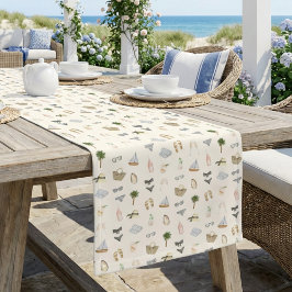 沿海の夏の隠れ家パターン ショートテーブルランナー