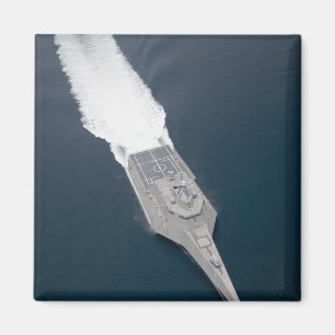 沿海の戦闘船の空中写真 マグネット