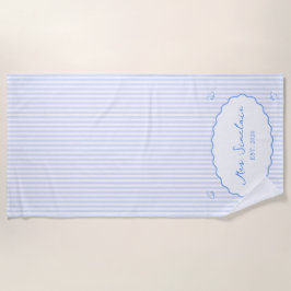 沿海スタイルのオーダーメイドブルーニュー婚祝いの方 ビーチタオル