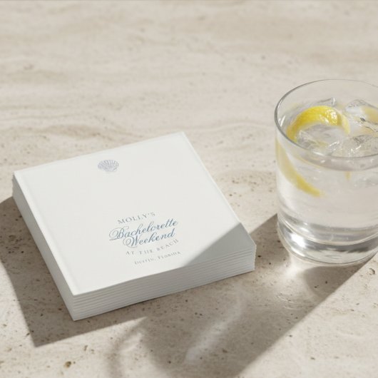 沿海青い貝殻の独身最後の夜 スタンダードカクテルナプキン