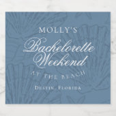 沿海青い貝殻の花嫁お別れ会の贈り物 スパークリングワインラベル (シングルラベル)