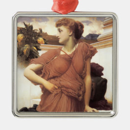 泉で感傷的に美しい女性 メタルオーナメント