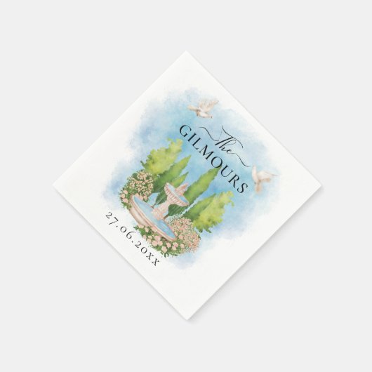 泉エレガント水 |花の鳩結婚の贅沢 スタンダードカクテルナプキン (角)