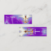 法のはかりで測金ゴールドモノグラムウルトラバイオレットパープル スキニー名刺 (正面/裏面)