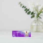 法のはかりで測金ゴールドモノグラムウルトラバイオレットパープル スキニー名刺 (スタンド正面)