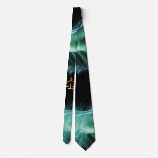 法のはかりで測金ゴールド宝石の正義記号グリーン ネクタイ (裏面)