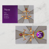 法のはかりで測金ゴールド,弁護士モノグラムグレーパープル 名刺 (正面/裏面)