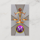 法のはかりで測金ゴールド,弁護士モノグラムグレーパープル 名刺 (裏面)