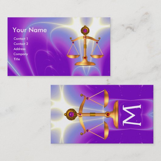 法のはかりで測金ゴールド,弁護士モノグラム紫外線 名刺 (正面/裏面)