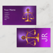 法のはかりで測金ゴールド、弁護士紫玉モノグラム 名刺 (正面/裏面)