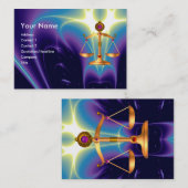 法のはかりで測金ゴールド,弁護士，正義記号パープル 名刺 (正面/裏面)