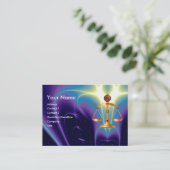 法のはかりで測金ゴールド,弁護士，正義記号パープル 名刺 (スタンド正面)