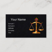 法のはかりで測金ゴールド、正義モノグラム、ブラック紙 名刺 (正面)