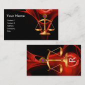 法のはかりで測金ゴールド、黒い赤いフラクタルバラモノグラム 名刺 (正面/裏面)