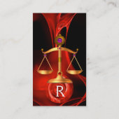 法のはかりで測金ゴールド、黒い赤いフラクタルバラモノグラム 名刺 (裏面)